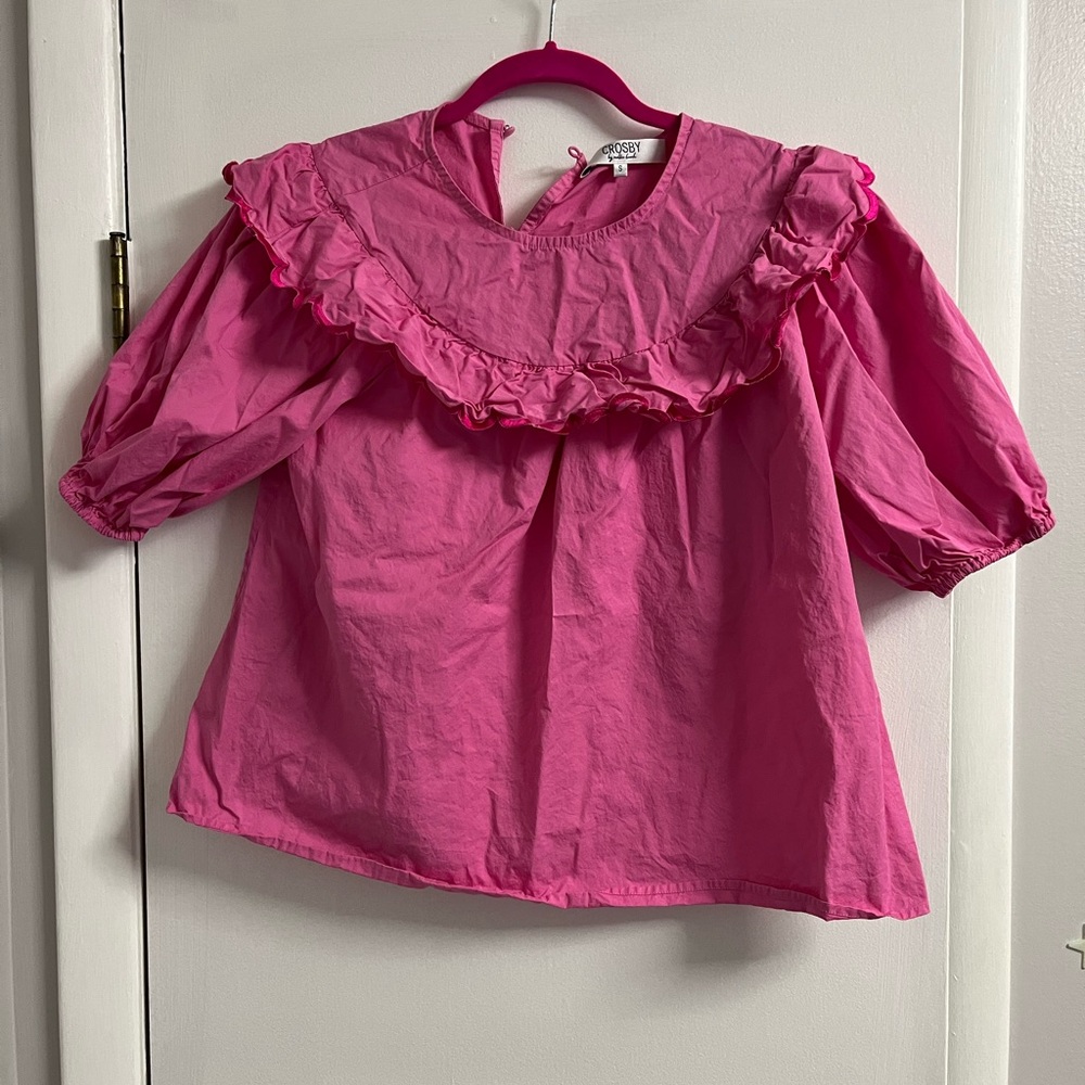 CROSBY by Mollie Burch Fuchsia Ruffle Blouse